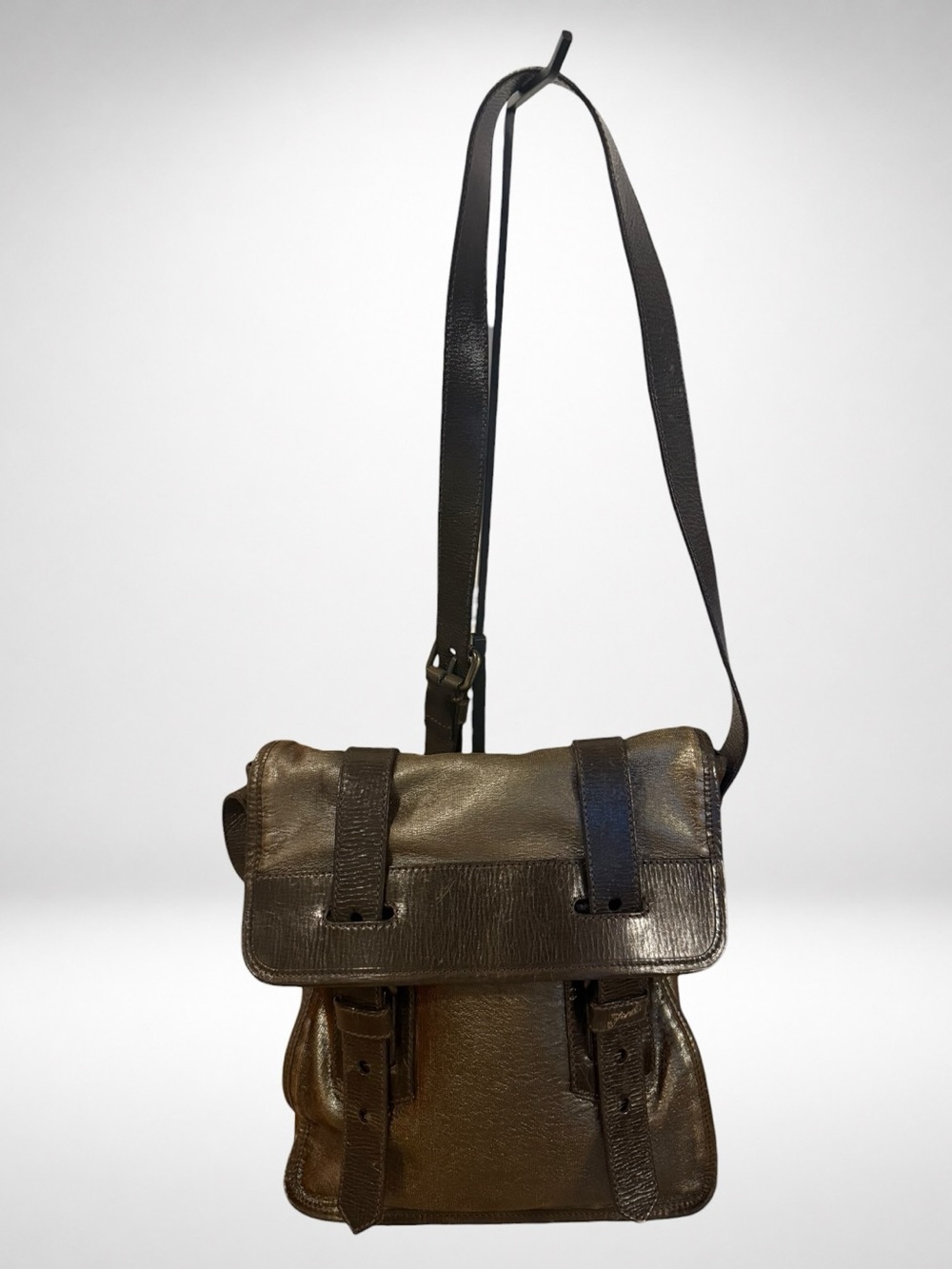 Fendi Vintage Archive Crossbody Messenger Bag Metallic Bronze Copper Y2K - Picture 9 of 16